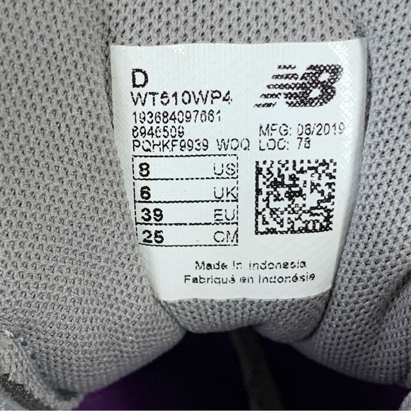 New Balance Women's 510 V4 Light Gray/Purple All Terrain Athletic Shoes - Size 8 - Picture 14 of 14